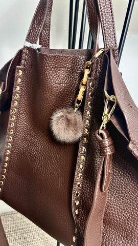 Bolso Shopper Tachuelas Café Bolso Shopper Tachuelas Café