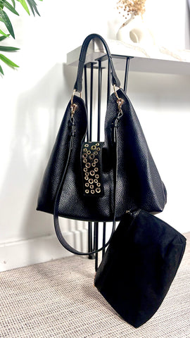 Bolso de Hombro Tachuelas Negro Bolso de Hombro Tachuelas Negro