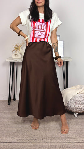 Falda Satinada Mocca Falda Satinada Mocca