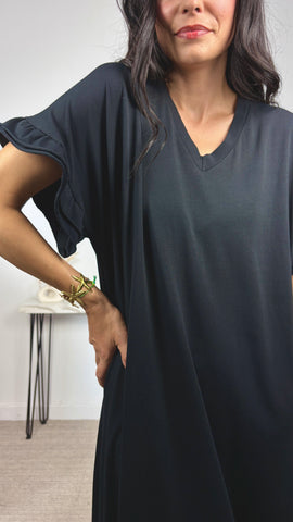 Vestido Manga Volante Negro Vestido Manga Volante Negro