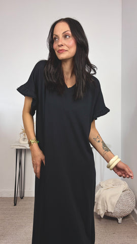 Vestido Manga Volante Negro Vestido Manga Volante Negro