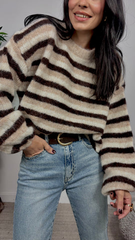 Jersey Rayas Multitonos Marrón Jersey Rayas Multitonos Marrón
