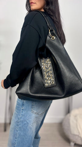 Bolso de Hombro Tachuelas Negro Bolso de Hombro Tachuelas Negro