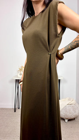 Vestido Hombreras Boton Vestido Hombreras Boton