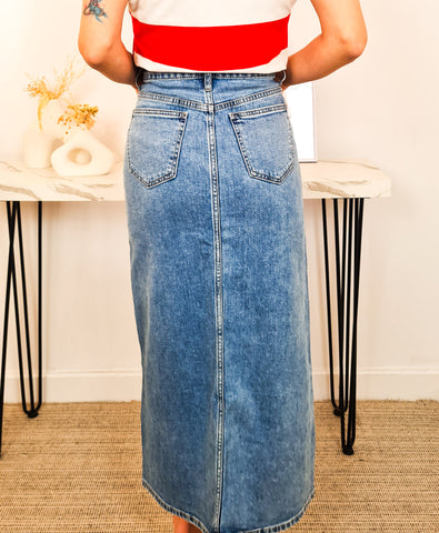 Falda Vaquera Midi Intermedio Falda Vaquera Midi Intermedio