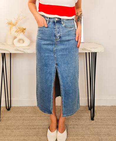 Falda Vaquera Midi Intermedio Falda Vaquera Midi Intermedio