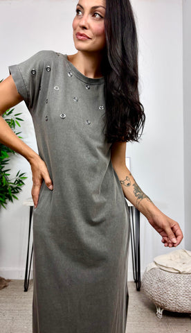 Vestido Eyelets Gris