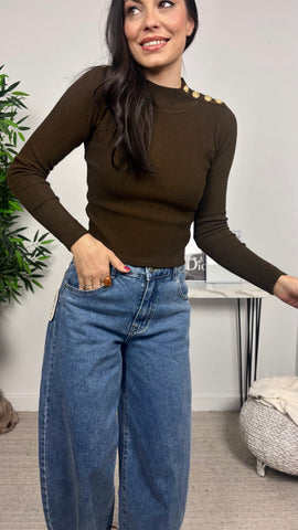 Jersey Botones Marrón