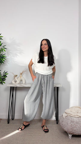 Pantalón Vichy Bombacho Negro