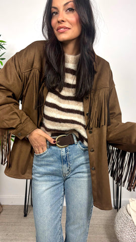 Jersey Rayas Multitonos Marrón