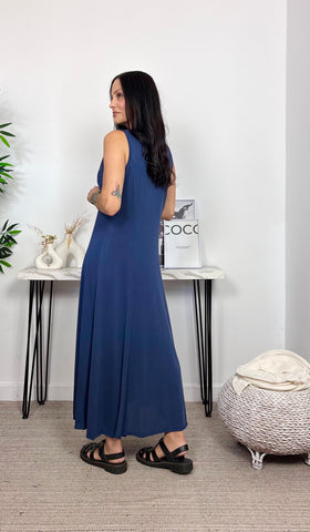 Vestido Evasé Azul Marino