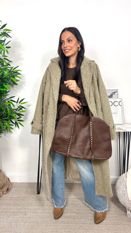 Abrigo Doble Botonadura Topo