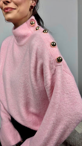 Jersey Botones Cuello Rosa