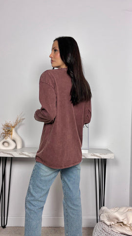 Camiseta Delavada Burdeos