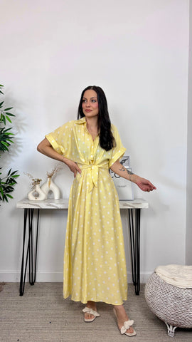 Vestido Nudo Lunares Amarillo