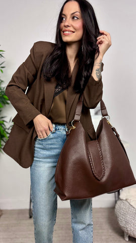 Blazer Mini Brillos Marrón