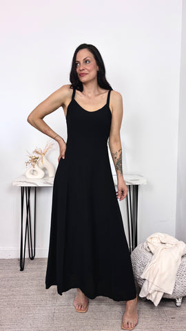 Vestido Tirantes Abertura Negro