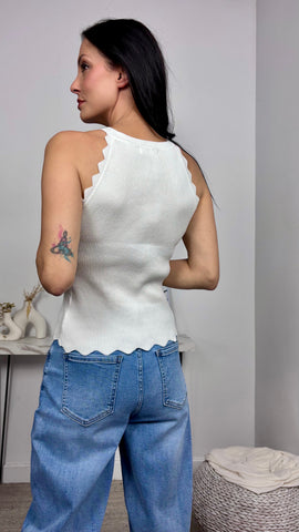 Top Canalé Ondas Blanco