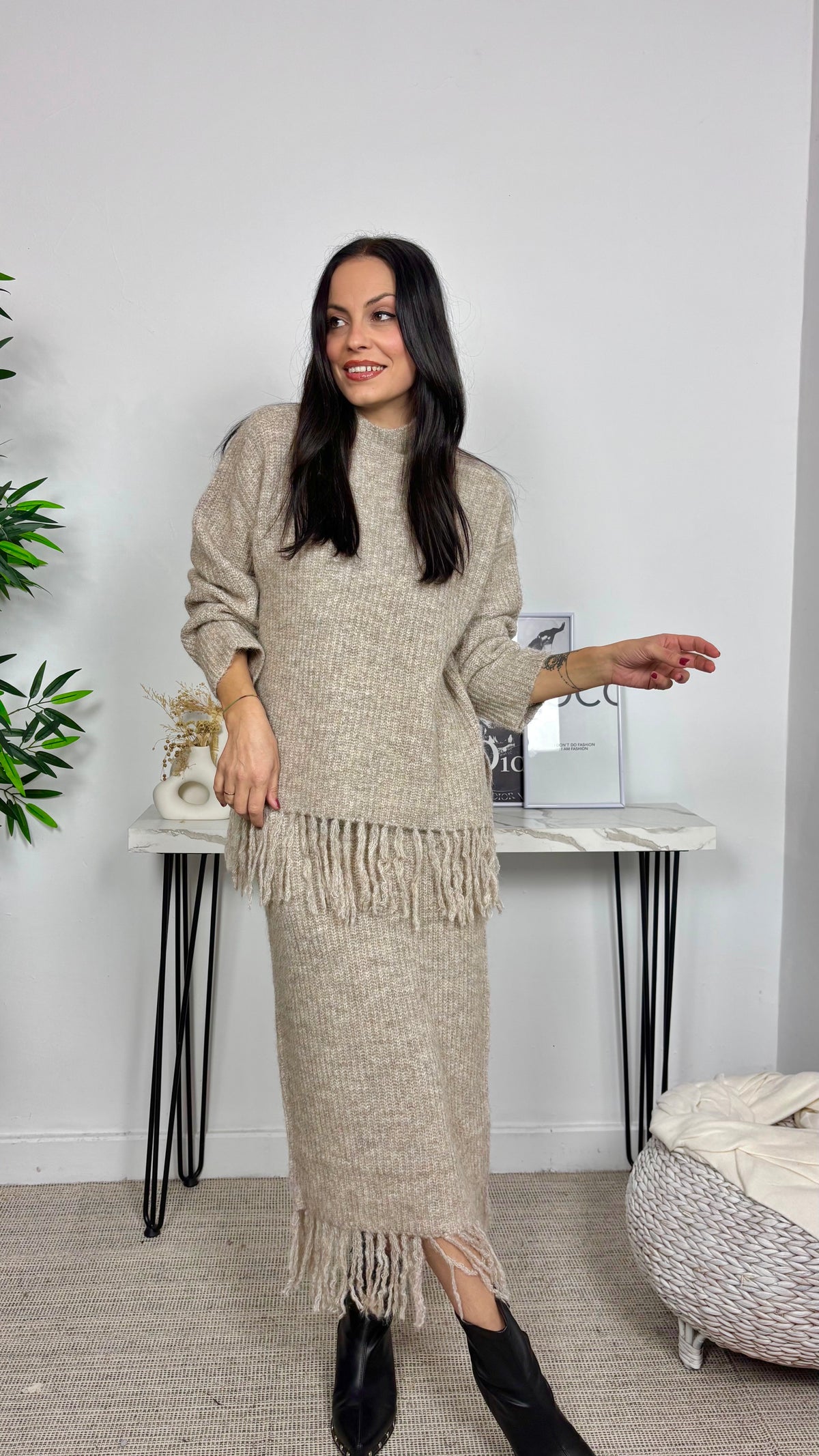 Conjunto Falda Flecos Topo