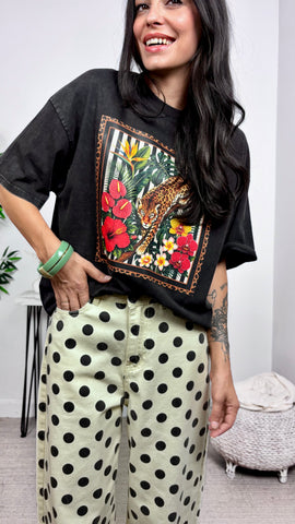 Camiseta Leopardo Gris Delavado