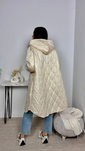 Cazadora Acolchada Larga Crudo