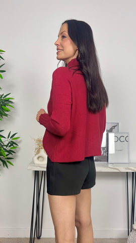 Jersey Basic Cuello Perkins Corto Granate