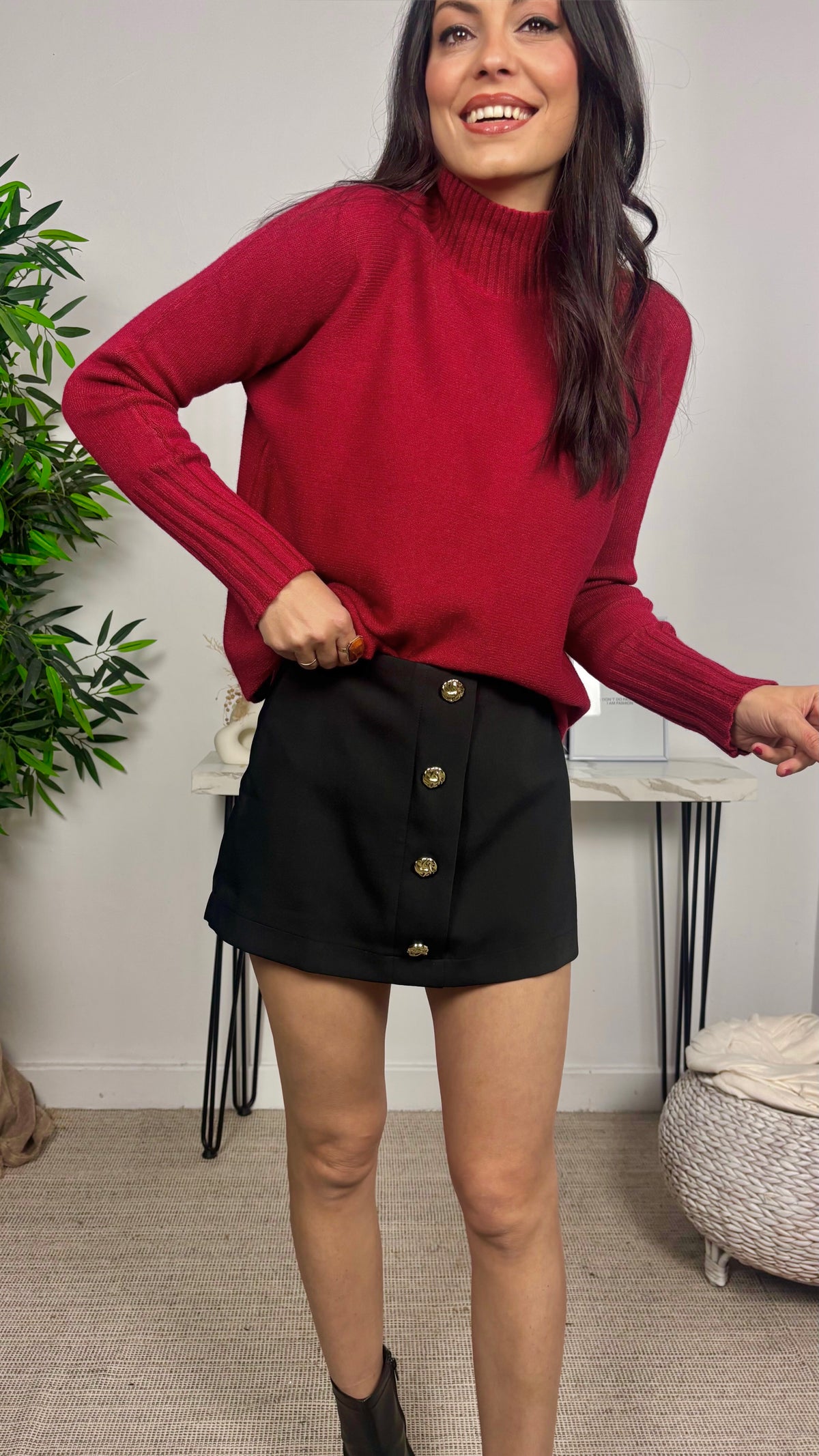 Jersey Basic Cuello Perkins Corto Granate