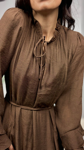 Vestido Volantes Marrón