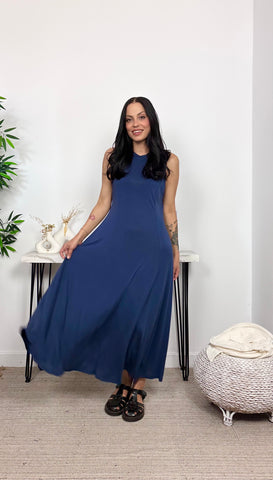 Vestido Evasé Azul Marino