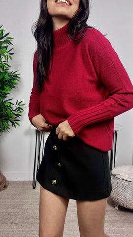 Jersey Basic Cuello Perkins Corto Granate