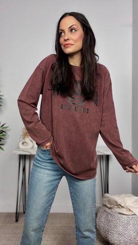 Camiseta Delavada Burdeos