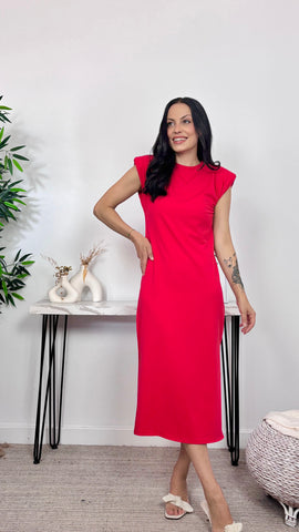 Vestido Hombreras Rojo