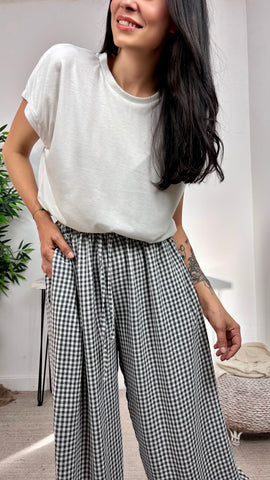 Pantalón Vichy Bombacho Negro