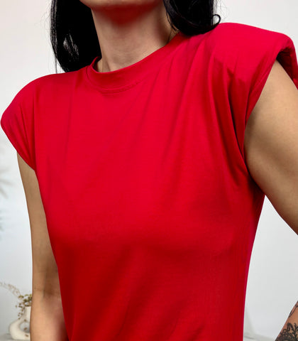 Vestido Hombreras Rojo