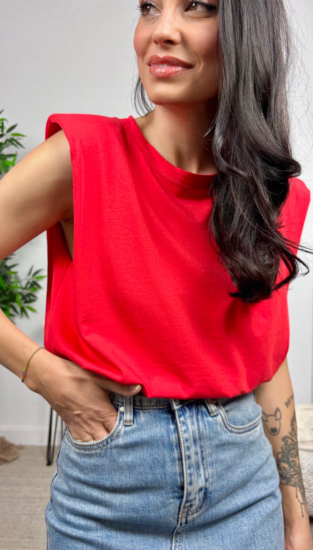 Camiseta Hombreras Rojo