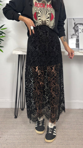 Falda Encaje Aterciopelada