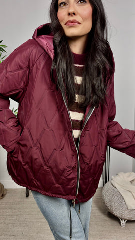 Cazadora Acolchada Corta Burdeos