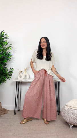 Pantalón Vichy  Teja