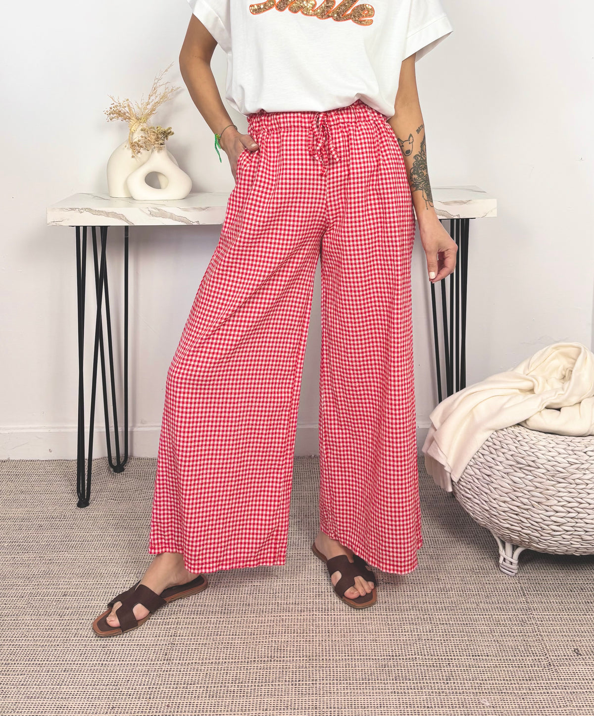 Pantalón Vichy Rojo