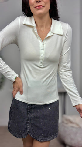 Camiseta Basic Cuello Polo Blanco
