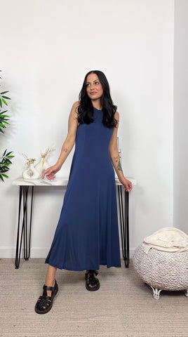 Vestido Evasé Azul Marino