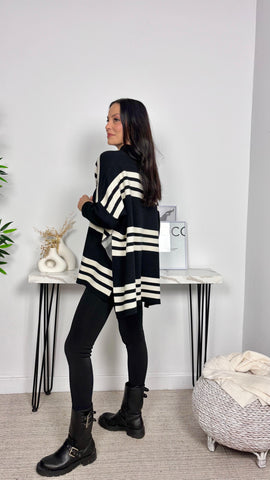 Jersey Rayas Oversize Negro