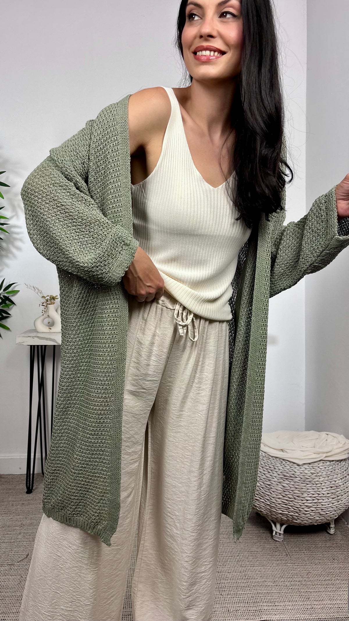Cardigan Midi Caqui