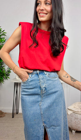 Camiseta Hombreras Rojo