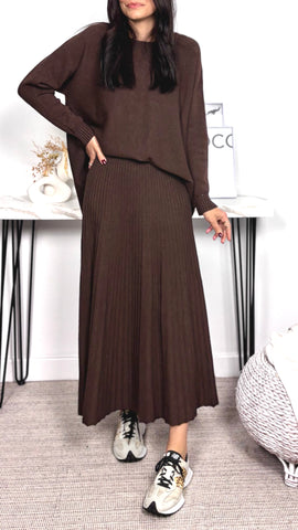 Falda Tablas Punto Marrón