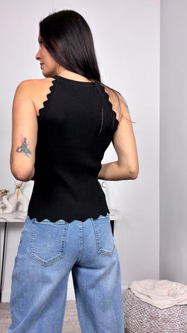 Top Canalé Ondas Negro