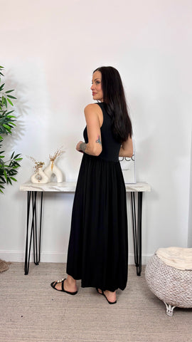 Vestido Basic Bimateria Negro