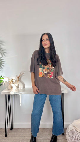 Camiseta Leopardo Negro Delavado