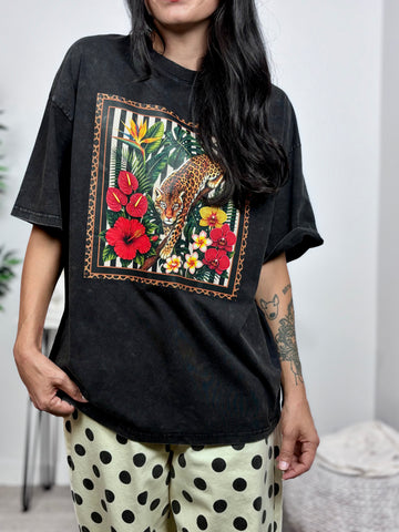 Camiseta Leopardo Gris Delavado