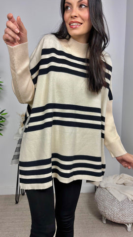 Jersey Rayas Oversize Crudo